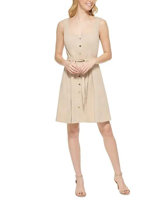 Women's Square-Neck Fit & Flare Shirtdress