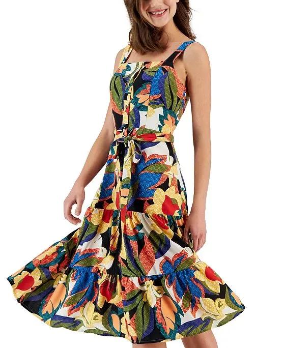 Women's Square-Neck Sleeveless Midi Dress