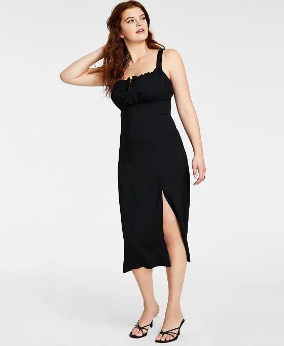 Women's Square Neck Sleeveless Ruched Midi Dress, Created for Macy's 
