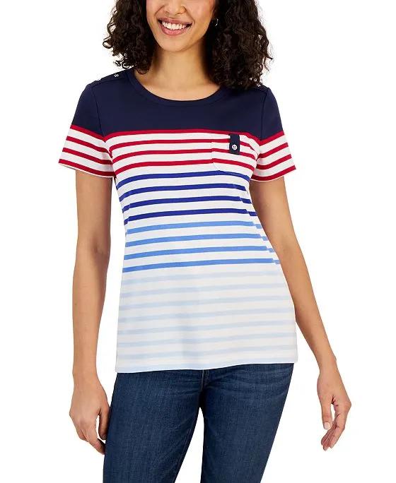 Women's Steph Gradient-Stripe Knit Top, Created for Macy's