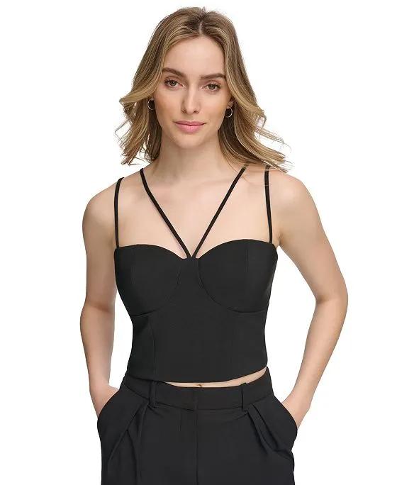 Women's Strappy Sweetheart-Neck Corset Top