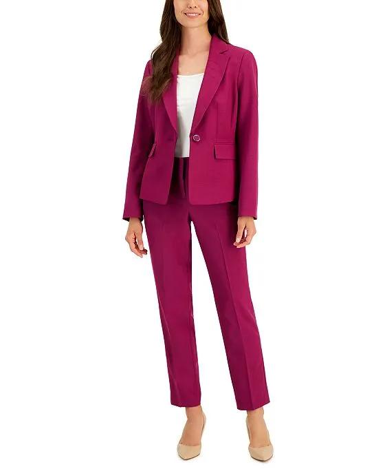 Women's Stretch Crepe One-Button Pantsuit, Regular & Petite Sizes