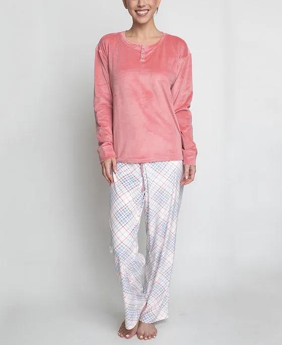 Women's Stretch Fleece Pajama Set, 2 Pieces