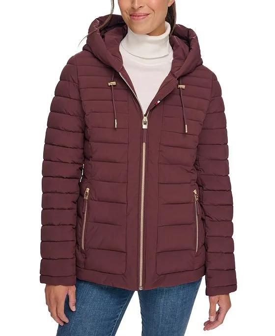 Women's Stretch Hooded Packable Puffer Coat, Created for Macy's