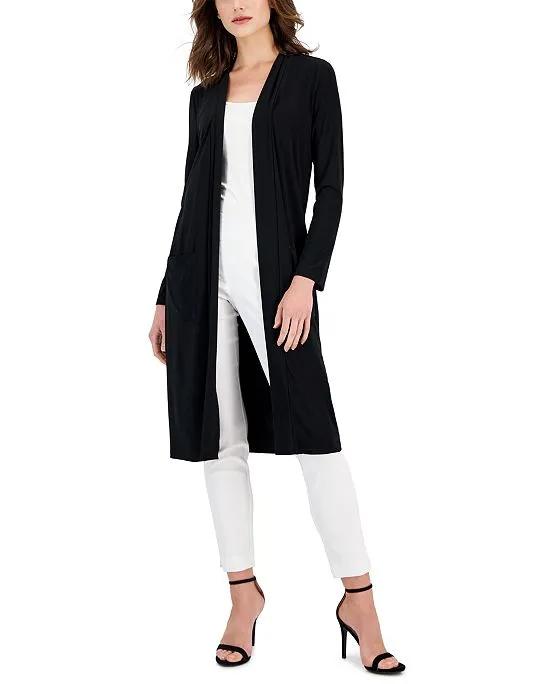 Women's Stretch Jersey Open-Front Duster Cardigan Sweater