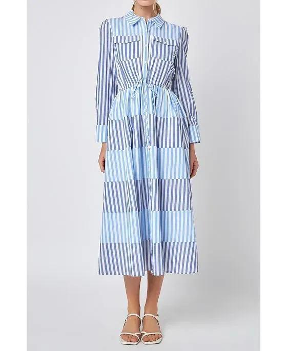 Women's Stripe Block Maxi Dress