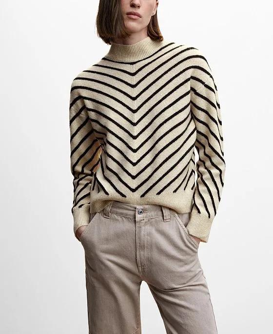 Women's Stripe-Print Perkins Neck Sweater