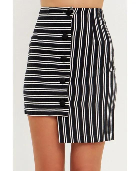 Women's Striped Asymmetrical Skirt