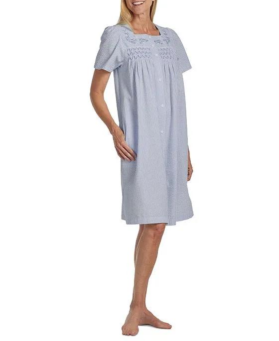 Women's Striped Button-Front Nightgown