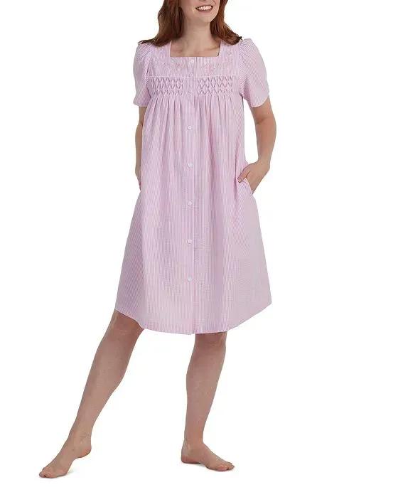 Women's Striped Button-Front Nightgown