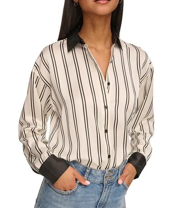 Women's Striped Colorblocked Woven Shirt