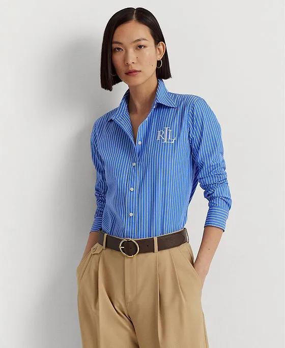 Women's Striped Cotton Broadcloth Shirt, Regular & Petite