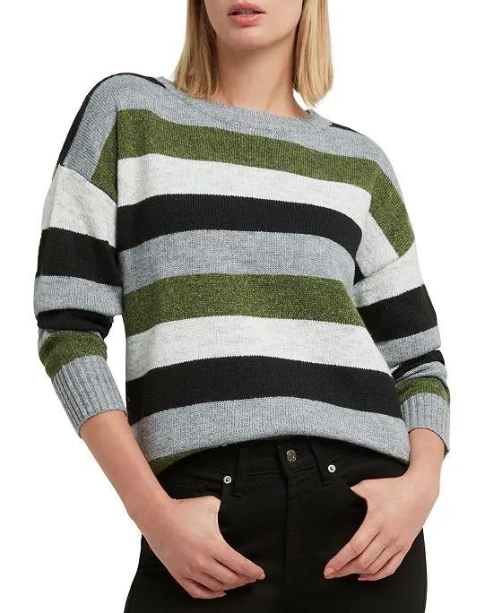 Women's Striped Crewneck Drop-Shoulder Sweater