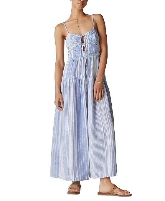 Women's Striped Cutout Sleeveless Maxi Dress