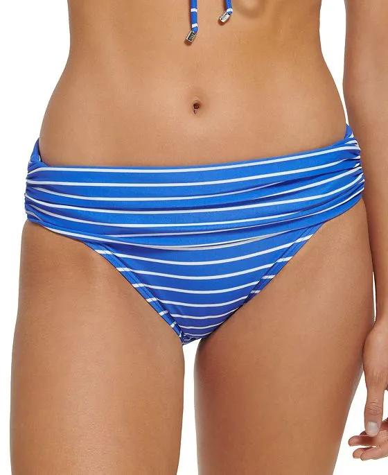 Women's Striped Fold Over Bikini Bottoms
