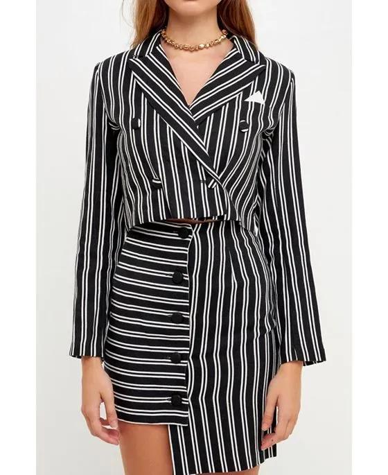 Women's Striped Jacket w/ Pocket