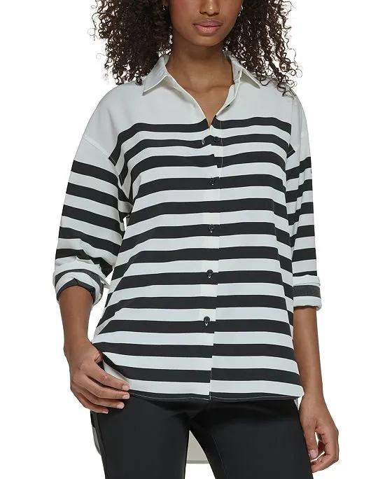 Women's Striped Long-Sleeve Shirt