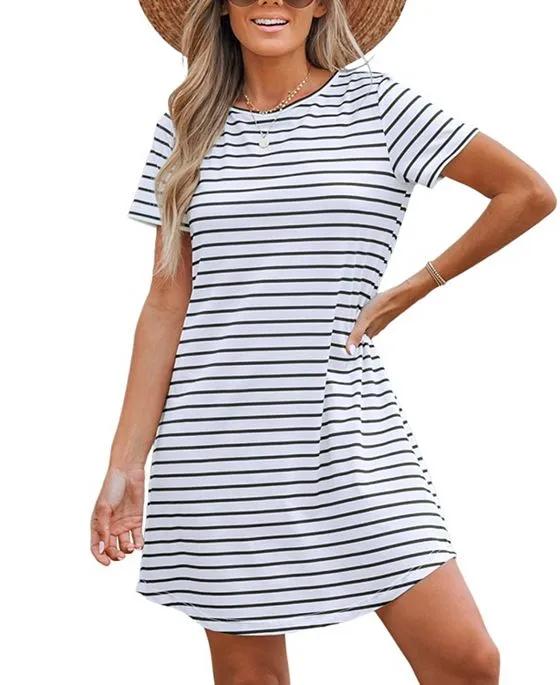 Women's Striped Mini T-Shirt Dress