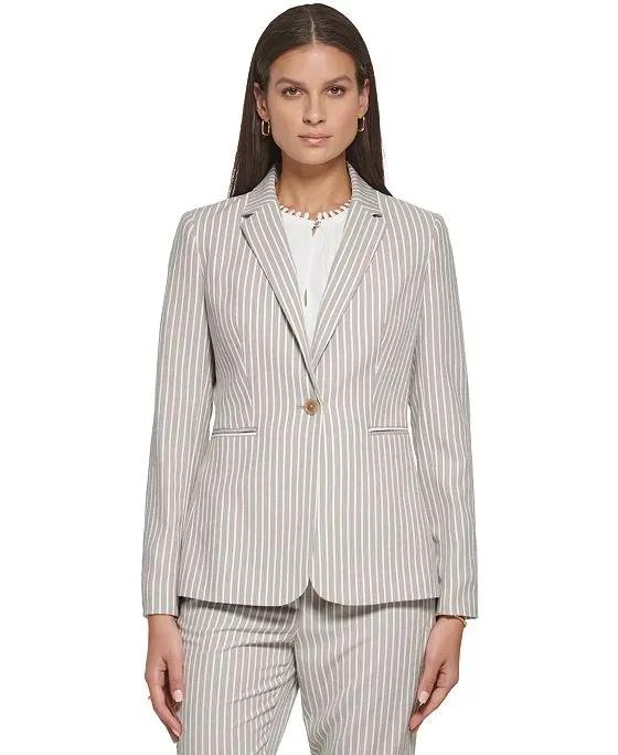 Women's Striped Single-Button Blazer