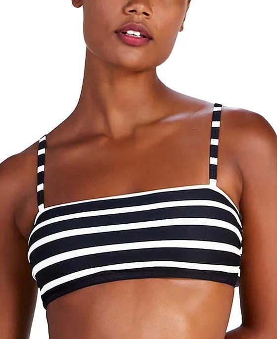 Women's Striped Square-Neck Bikini Top