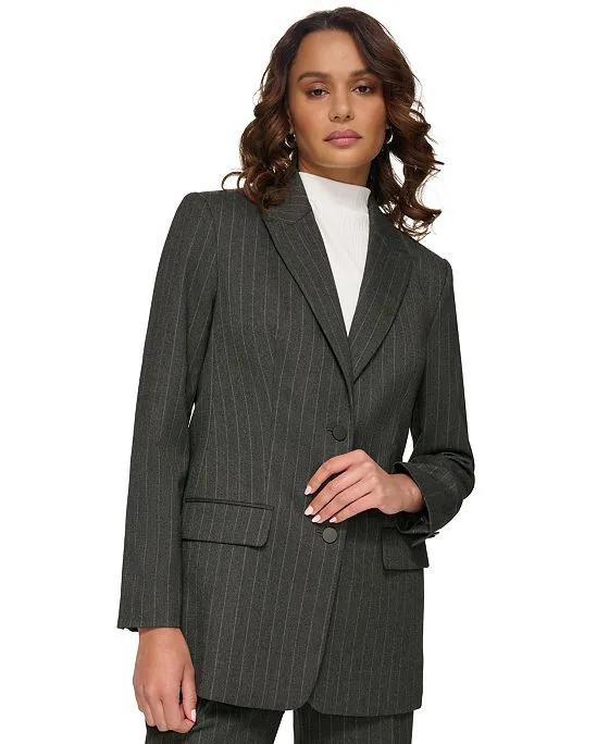 Women's Striped Two-Button Blazer
