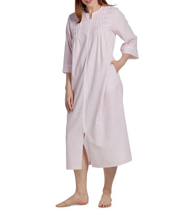 Women's Striped Zip-Front Nightgown