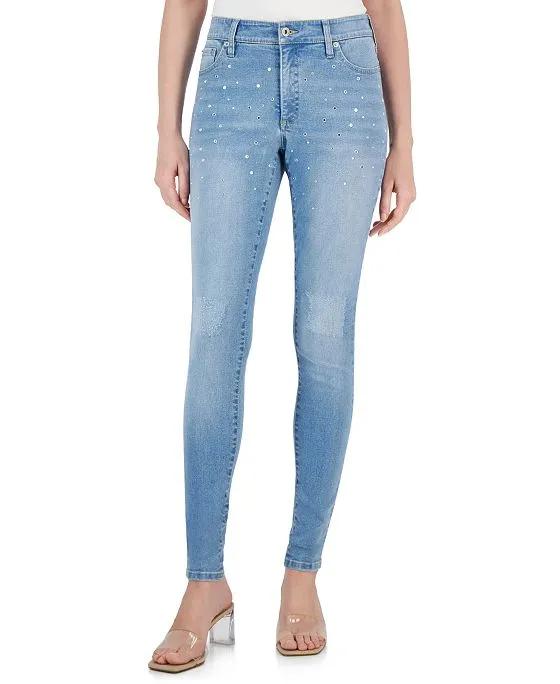 Women's Studded Distressed-Knee Skinny Jeans, Created for Macy's