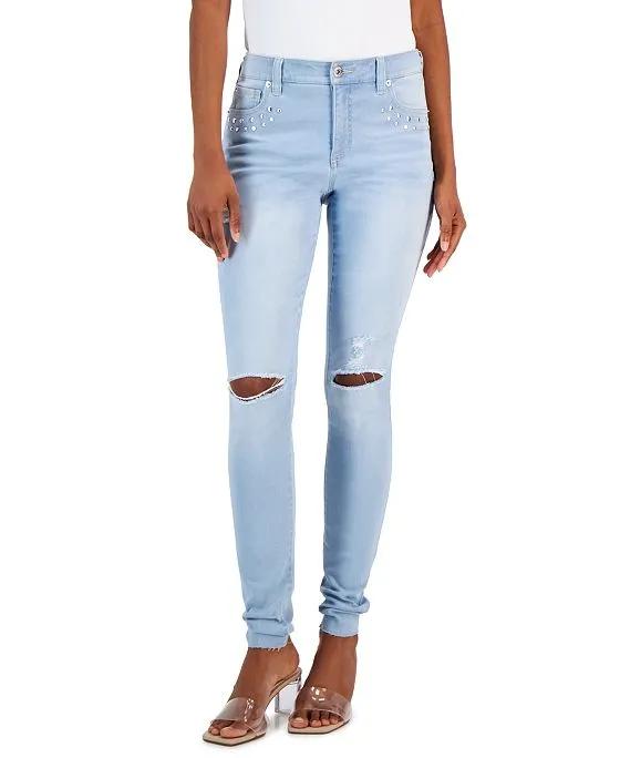 Women's Studded-Pocket Skinny Jeans, Created for Macy's