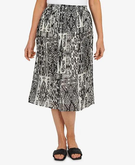 Women's Summer in The City Patchwork Pleated Midi Skirt