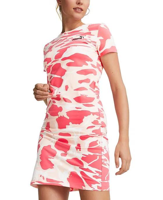 Women's Summer Splash Printed Short-Sleeve Dress