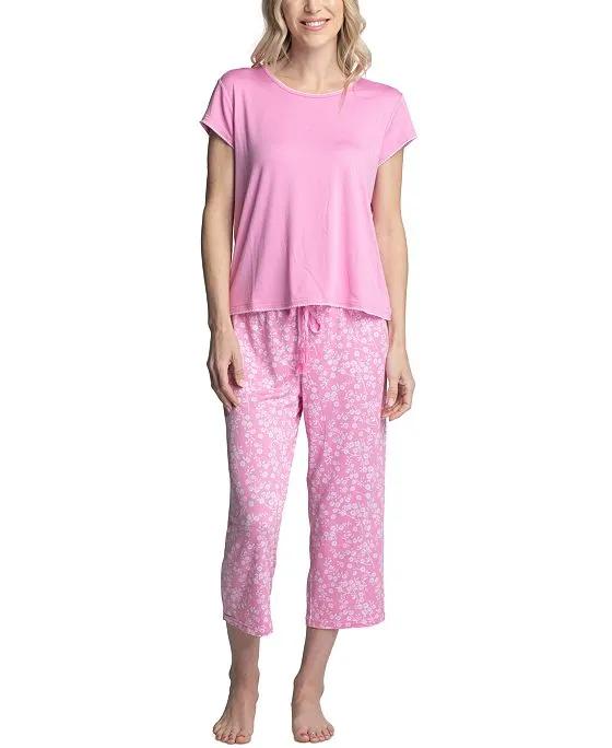 Women's Super Soft 2-Pc. T-Shirt & Capri Pajama Set