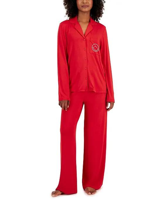Women's Supersoft Notched-Collar Pajamas Set, Created for Macy's