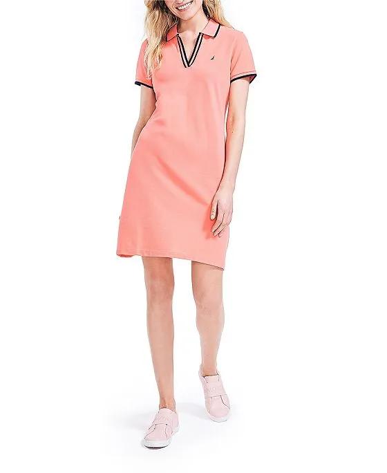 Women's Sustainably Crafted Ocean Spilt Neck Polo Dress