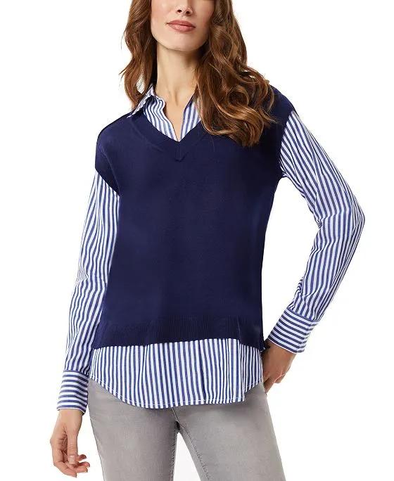 Women's Sweater Vest Layered-Look Shirt