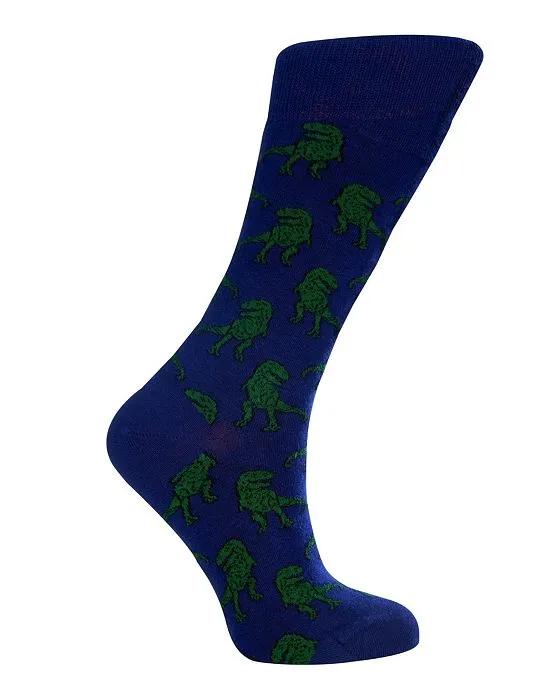 Women's T-Rex W-Cotton Novelty Crew Socks with Seamless Toe Design, Pack of 1