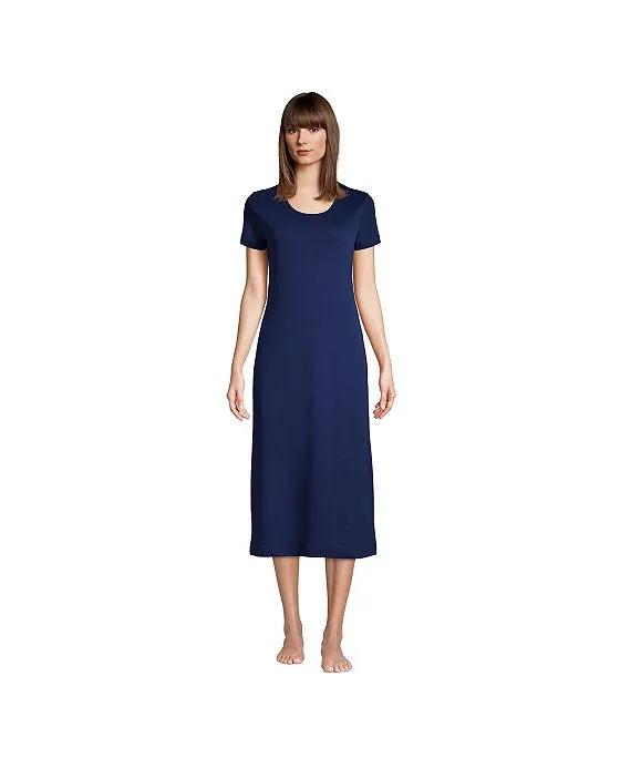 Women's Tall Supima Cotton Short Sleeve Midcalf Nightgown Dress