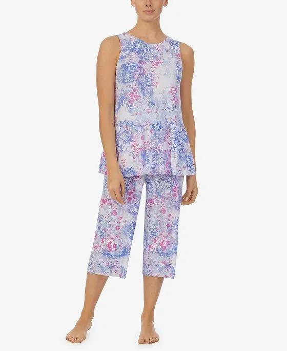 Women's Tank 2 Piece Pajama Set with Crop Pants