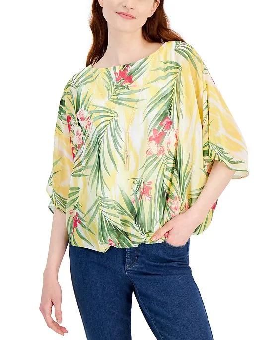 Women's Tassel-Necklace Poncho Top, Created for Macy's