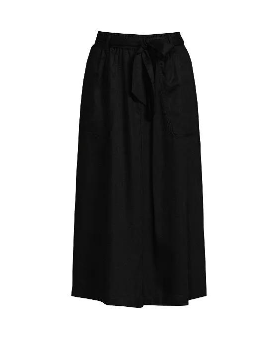 Women's Tencel Tie Waist Midi Skirt