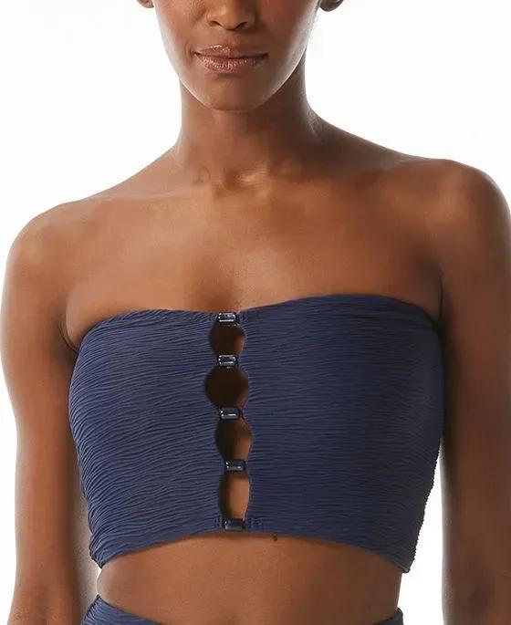 Women's Textured Bandeau Bikini Crop Top