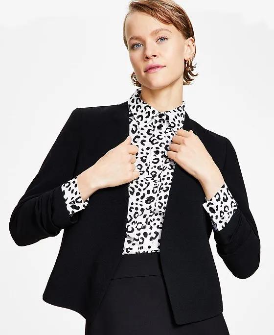 Women's Textured Crepe Scrunch-Sleeve Blazer, Created for Macy's