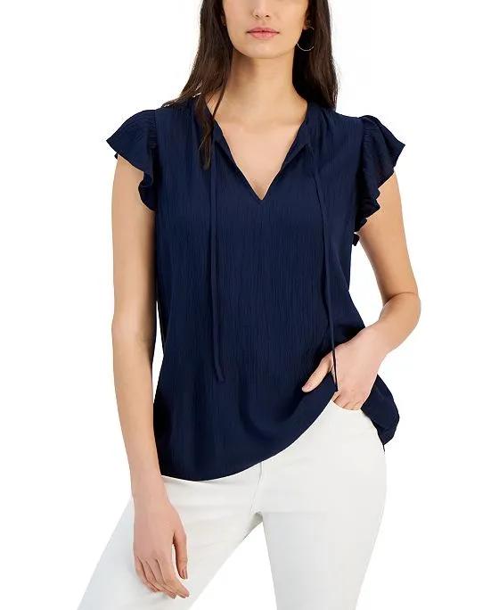 Women's Textured Flutter-Sleeve Top, Created for Macy's