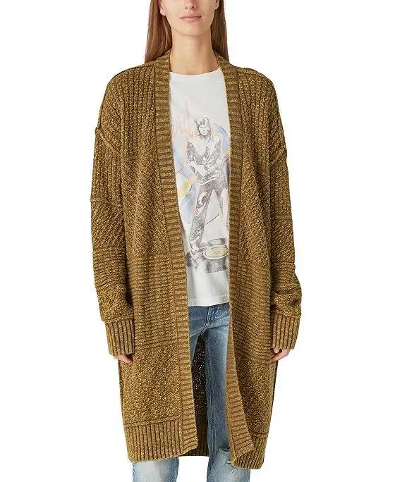 Women's Textured Long Cardigan Sweater