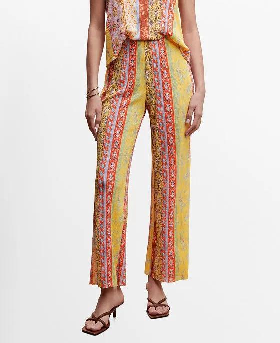 Women's Textured Printed Trousers
