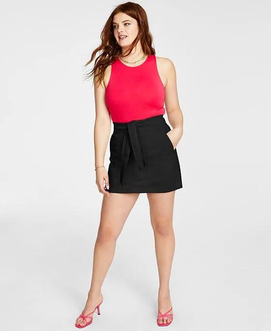 Women's Tie-Front Fitted Mini Skirt, Created for Macy's
