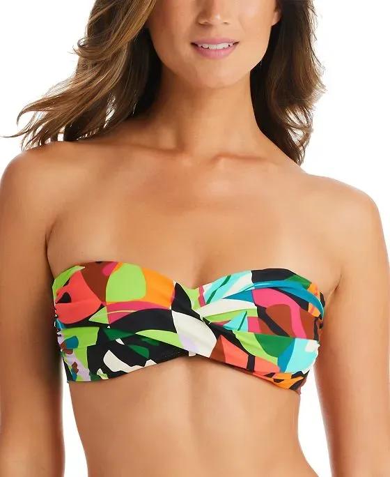 Women's Tropical Dreams Twist-Front Removable-Strap Bandeau Bikini Top, Created for Macy's