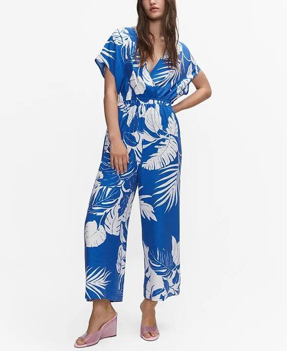 Women's Tropical Print Jumpsuit