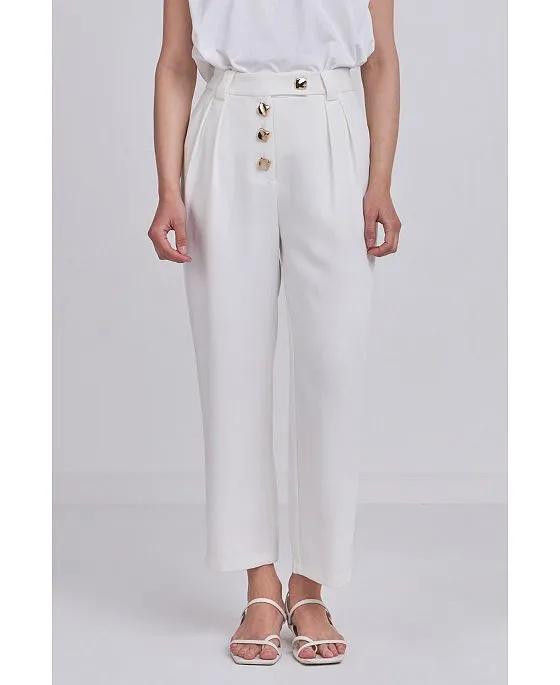 Women's Trousers with Button Detail