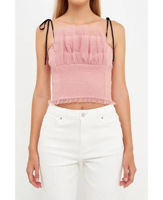 Women's Tulle Cropped Top