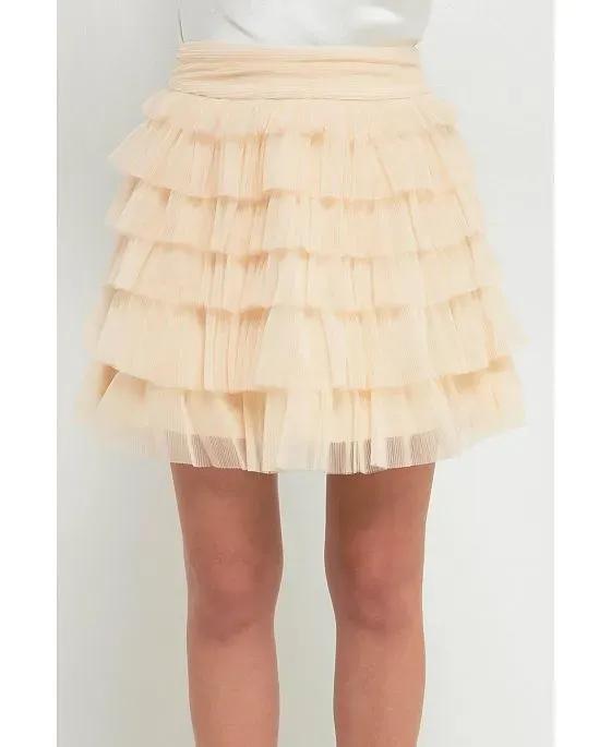 Women's Tulle Tiered Mini Skirt